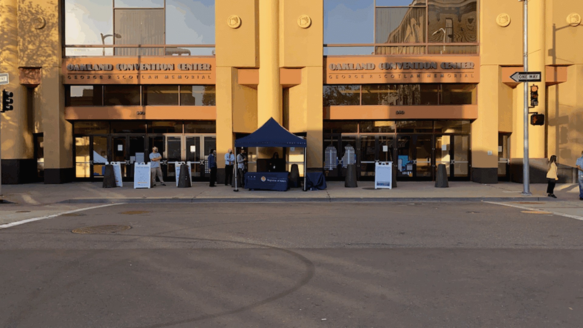 Voting at the Warriors Basketball Facility in Oakland