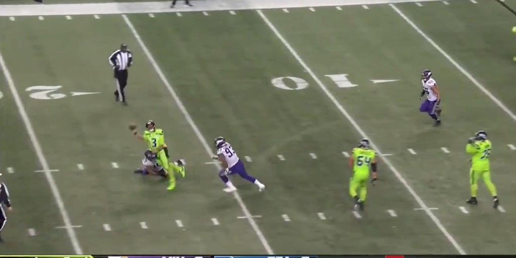 Watch Russell Wilson Throws Disastrous Interception to End First Half