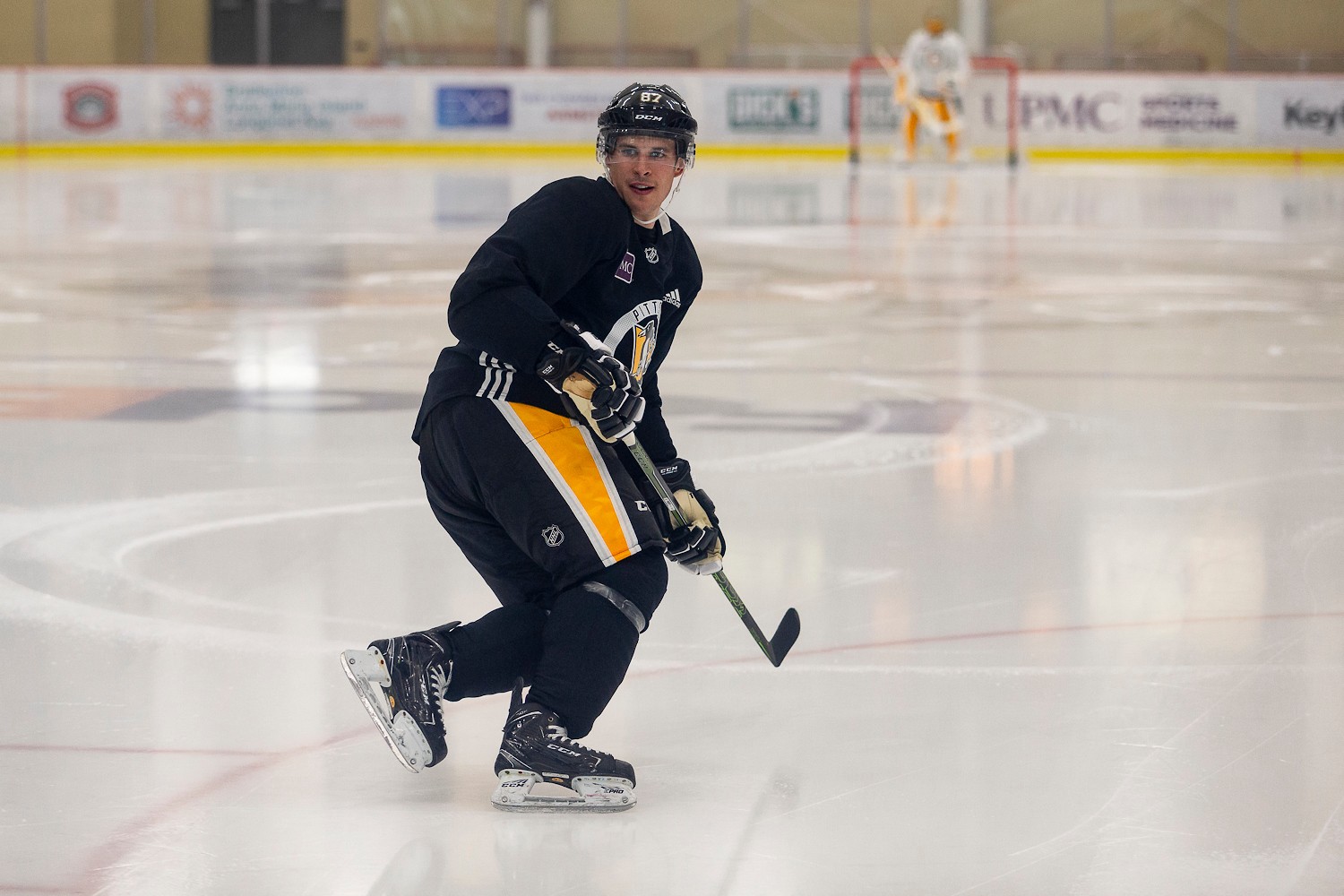 Crosby on ice for practice