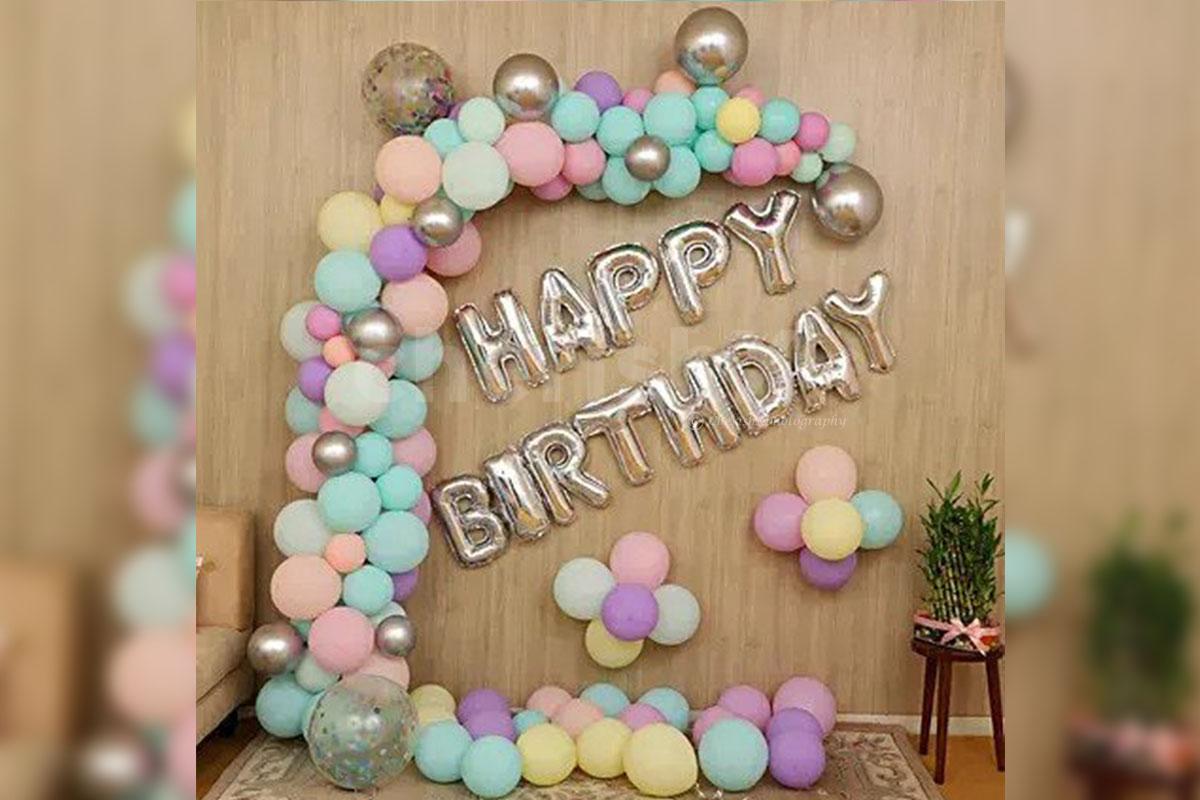 Pastel Balloons Birthday Decoration with Happy Birthday Letter Foil