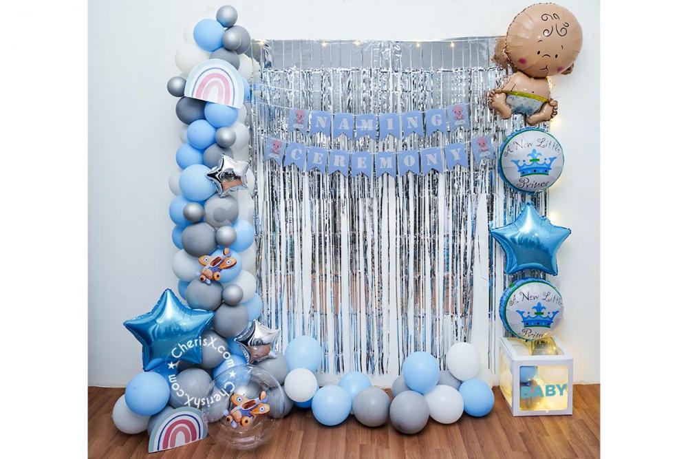 Blue Baby Boy Naming Ceremony Home Decoration in your city. Chennai