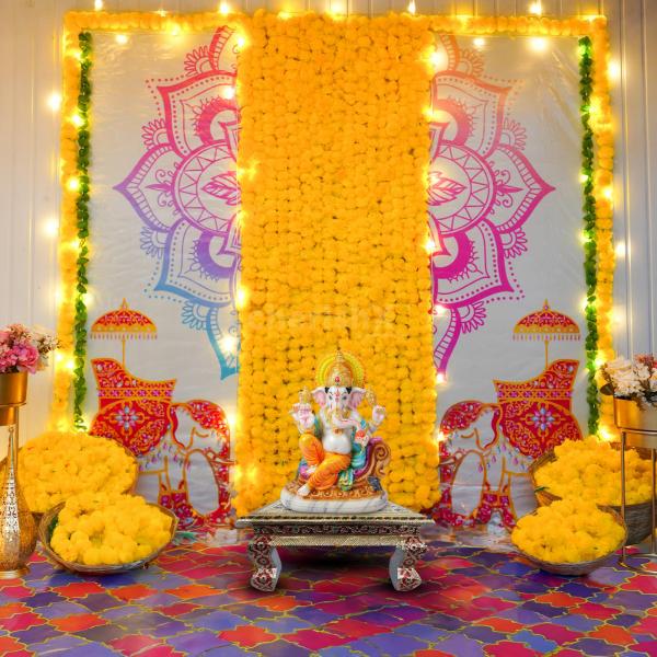 Ganpati Decoration Ideas For Home Peacock