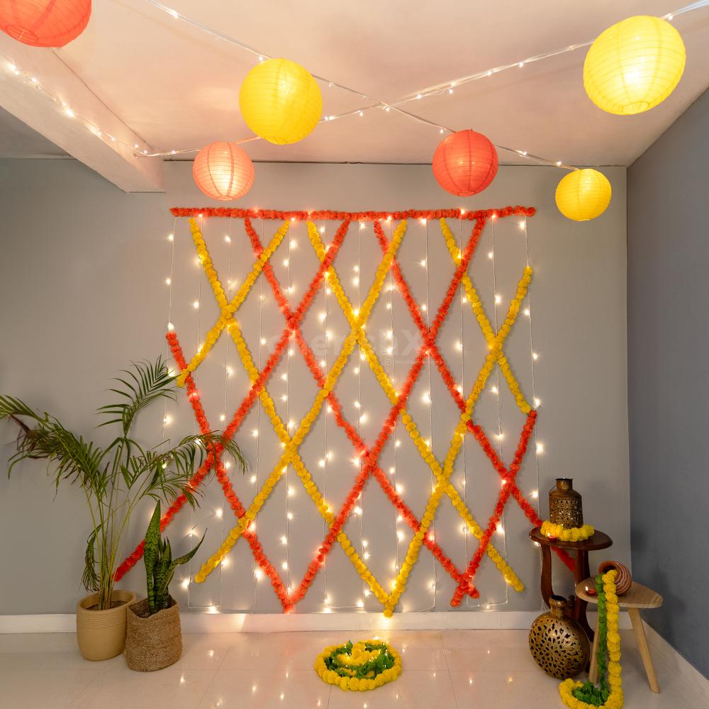 Celebrate Diwali with Festive Flower and Lantern Decoration at home