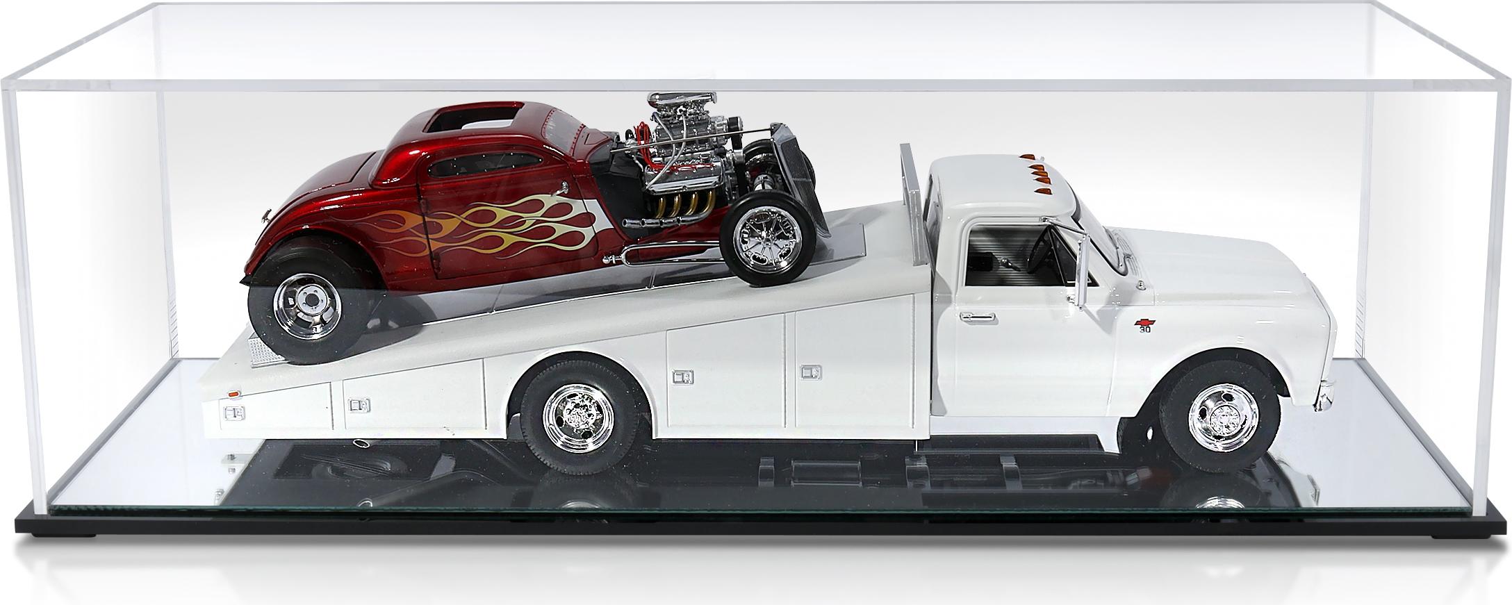 Ramp Truck Model Display Case w/ mirrored base for 118 scale Ramp