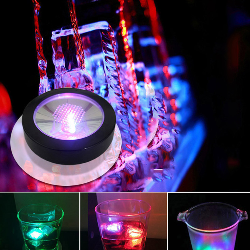 Wholesale LED Light Coaster Bar KTV Cocktail Mat Round Shaped Colorful