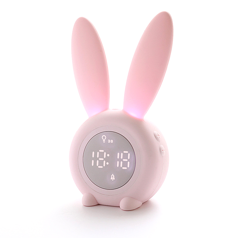 Wholesale Cartoon Bunny Shape Kids Alarm Clock Sleep Trainer Rechargeable Night Light with Voice