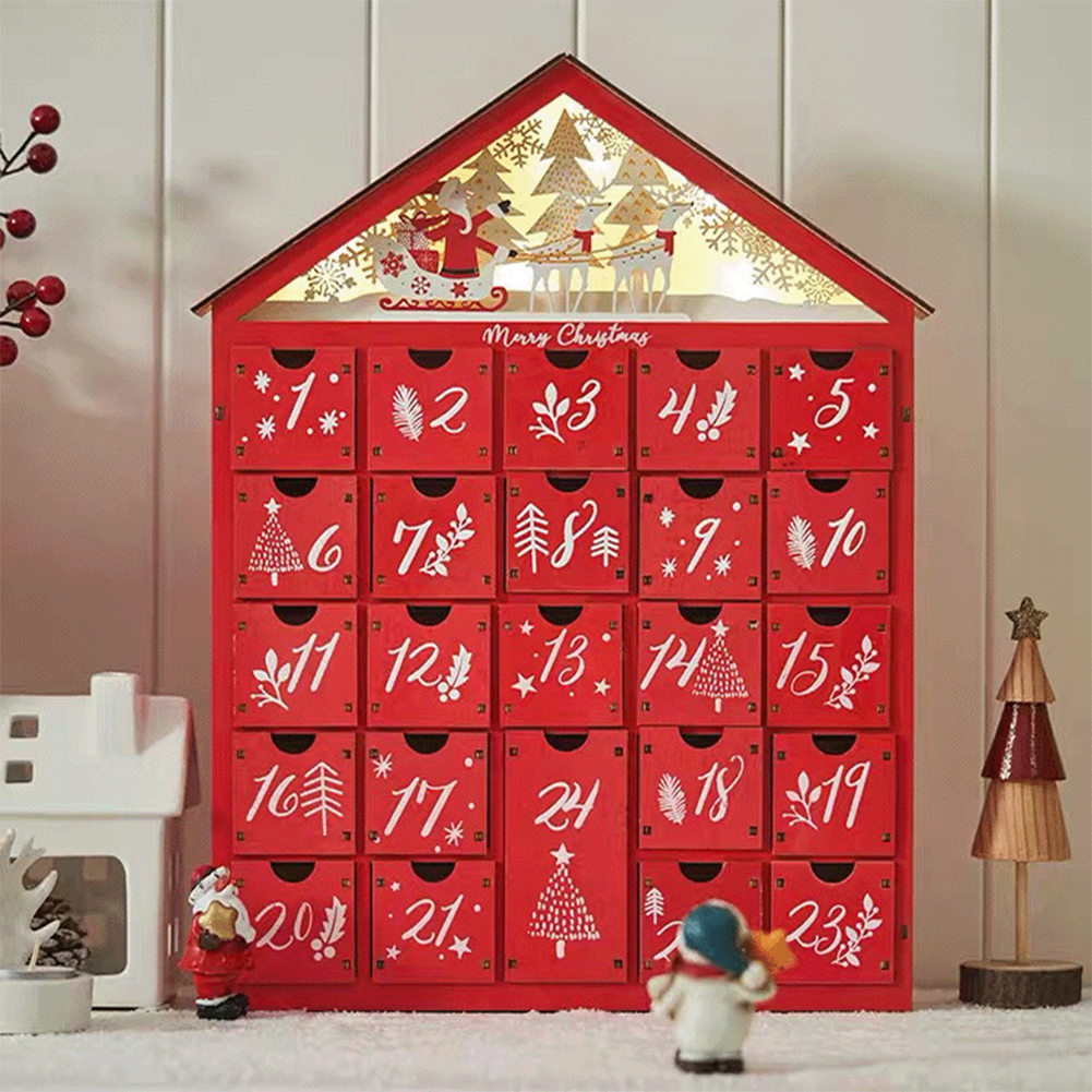 Wholesale Wooden Christmas Advent Calendar With 24 Storage Drawers