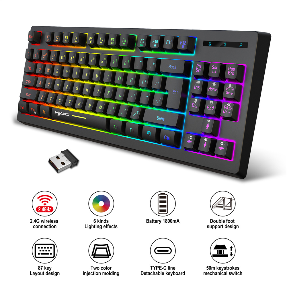 Wholesale L100 Film 2.4g Wireless Keyboard RGB Multiple Backlight Modes