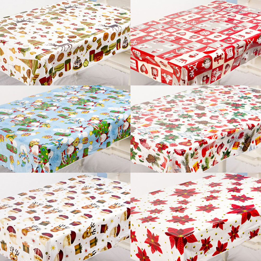 Disposable Christmas Series Rectangular Printed PVC Cartoon Tablecloth