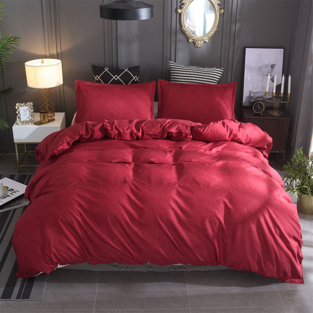 Wholesale 3 Pcs/set Bedding Article Polyester Fiber Cotton And Linen Solid Color Duvet Cover+