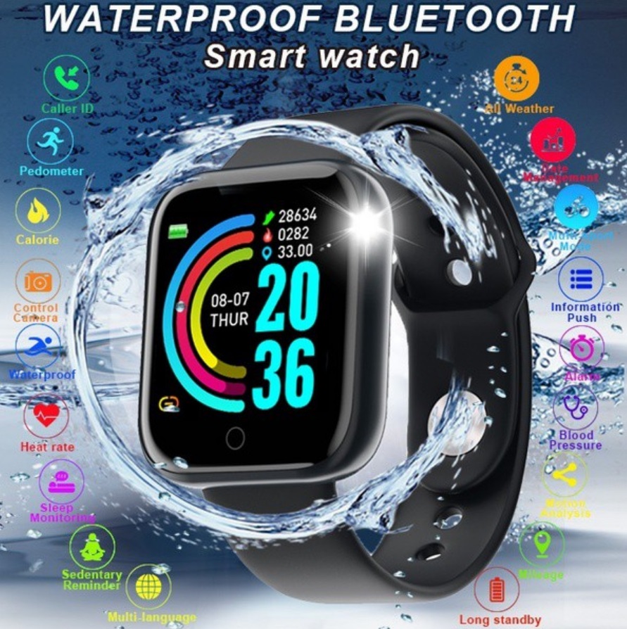 D20 Smart Bracelet IP67 Waterproof TPU Strap Step Count Blood Pressure