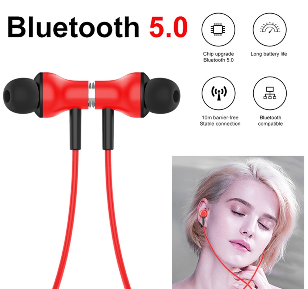 Wireless Bluetooth Earphone Music Headset Neckband Sport