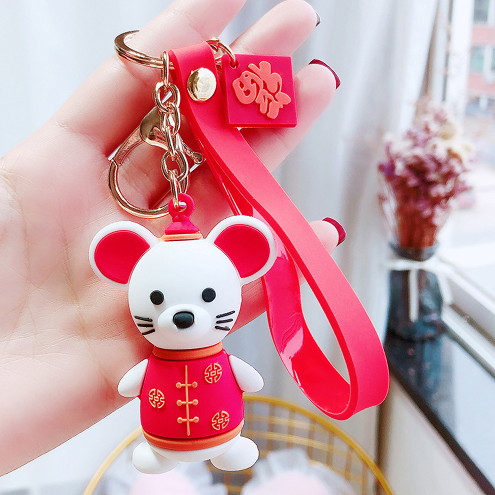Wholesale Men And Women Festive Blessing Epoxy Rat Keychain Cute