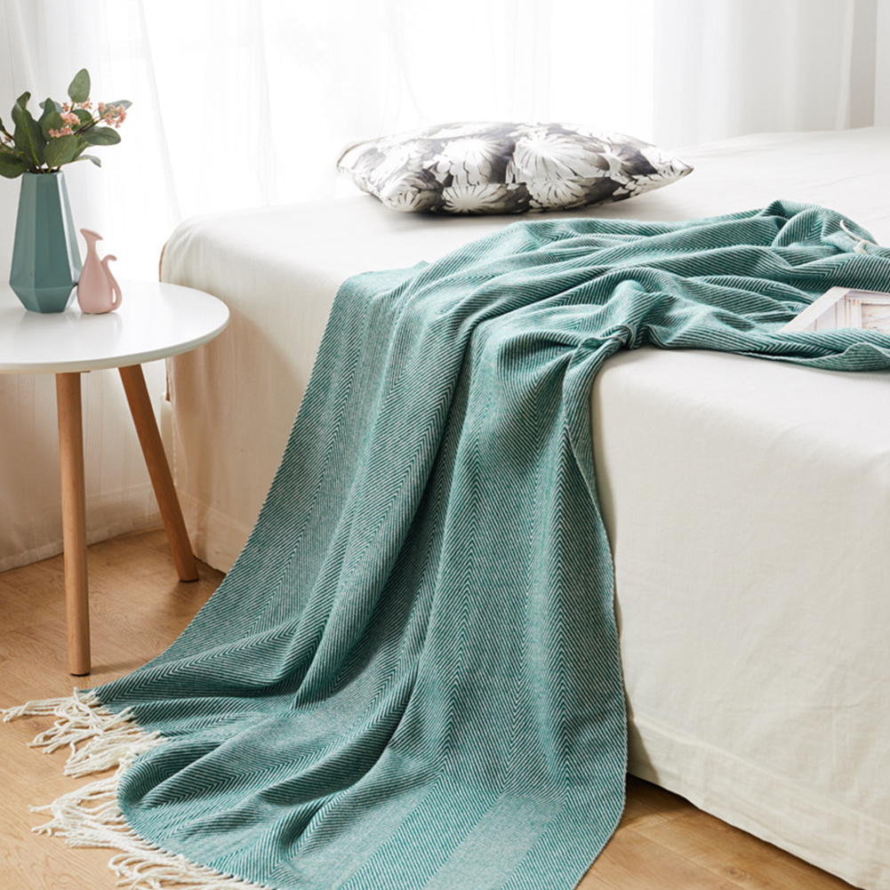 Wholesale Handmade Weaving Wave Pattern Blanket with Tassels Home Beach