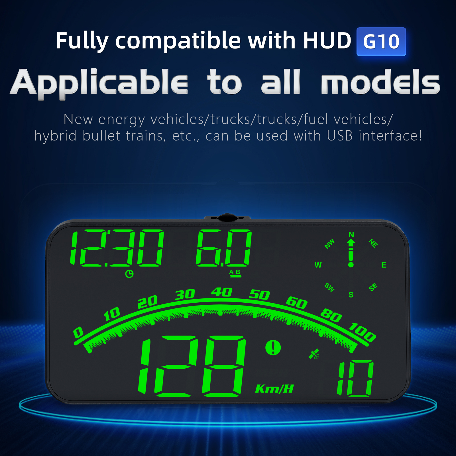 Wholesale G10 Hud Gps Head Up Display Speedometer Overspeed Led Monitor