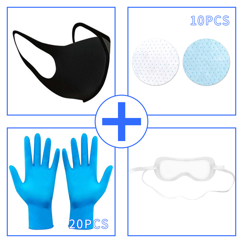 Wholesale Mask + Filter + Goggles + Disposable Gloves Set Anti acteria