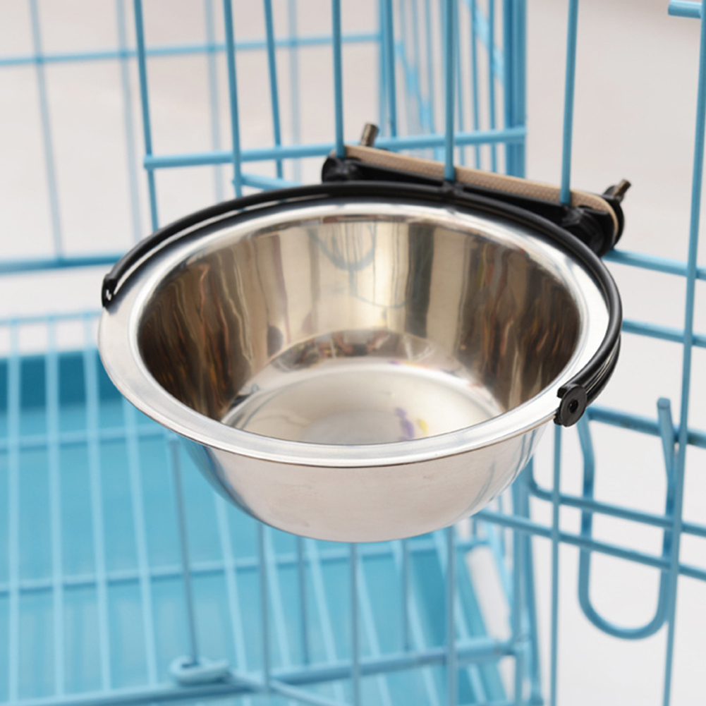 Wholesale Stainless Steel Cage Hanging Pet Bowl for Dogs Feeding