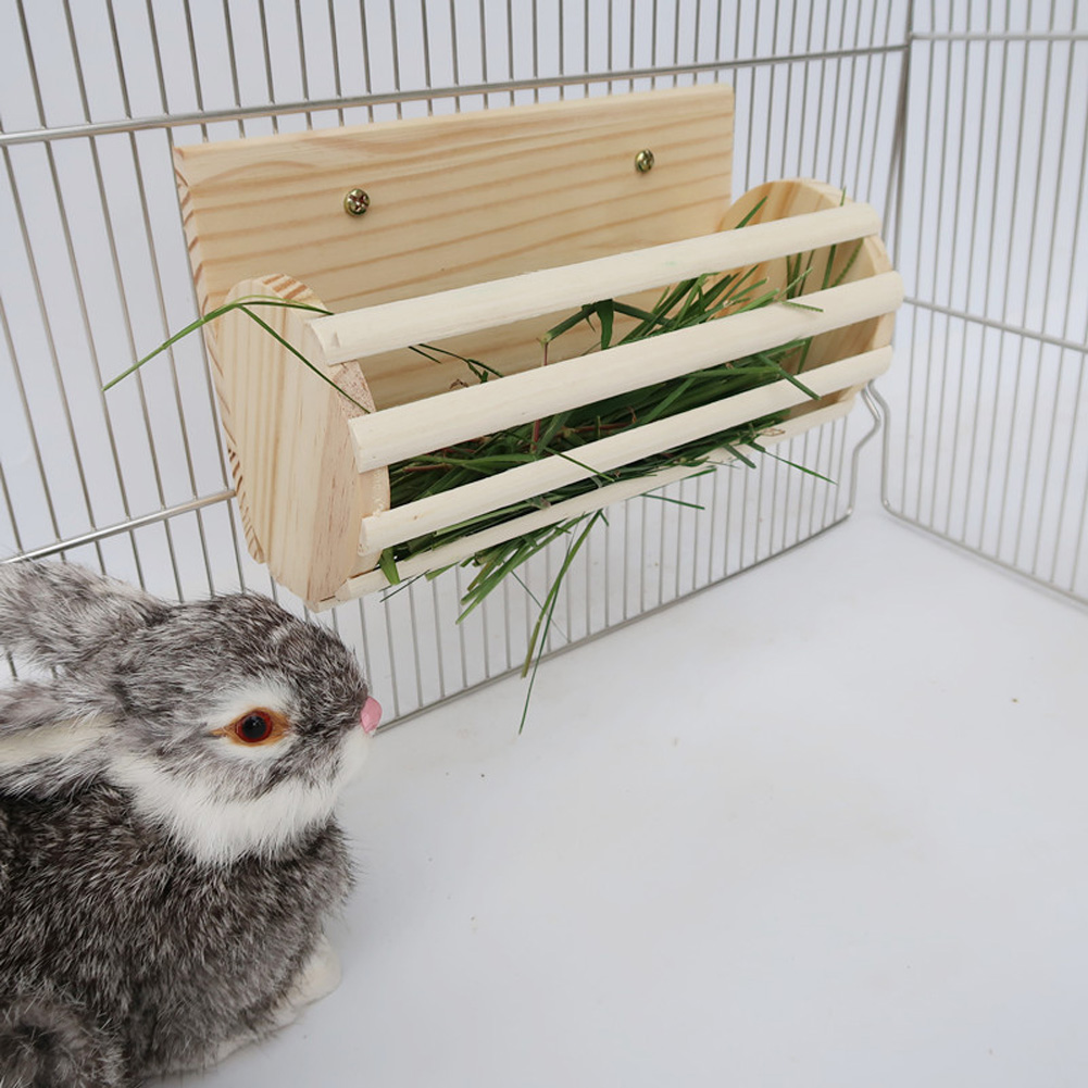 Wholesale Rabbit Wooden Hay Rack Stand Grass Fodder Holder Pet Feeder
