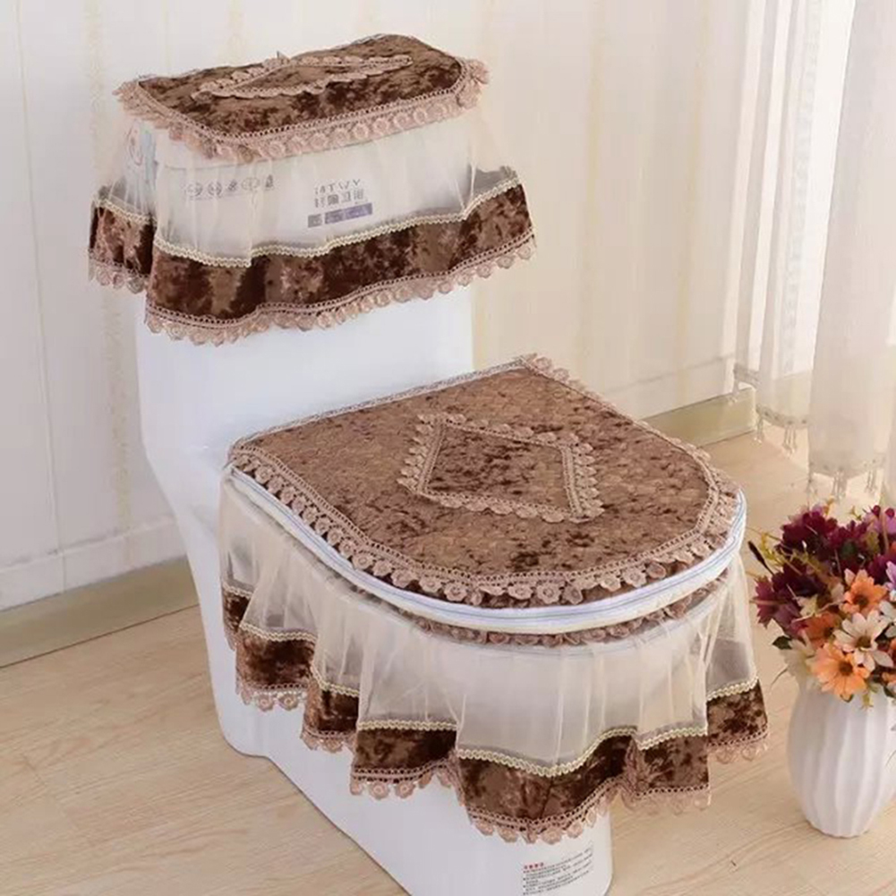 Wholesale Lace Bathroom Toilet Seat Pad Tank Lid Top Cover Toilet Pad