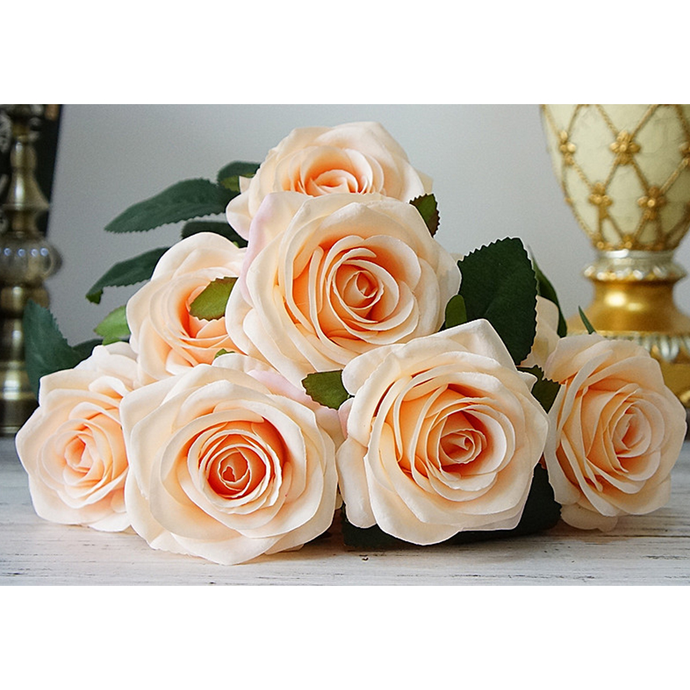 Wholesale Artificial Flowers Rose Bouquet Fake Flowers Silk Plastic
