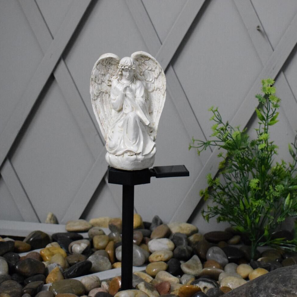 Wholesale Resin Angel Statue Outdoor LED Solar Garden Stake Lights Lawn