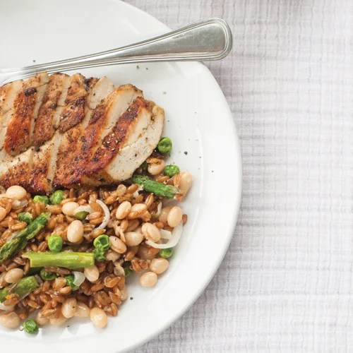 Asparagus, Pea & Navy Bean Wheat Berry Risotto Recipe