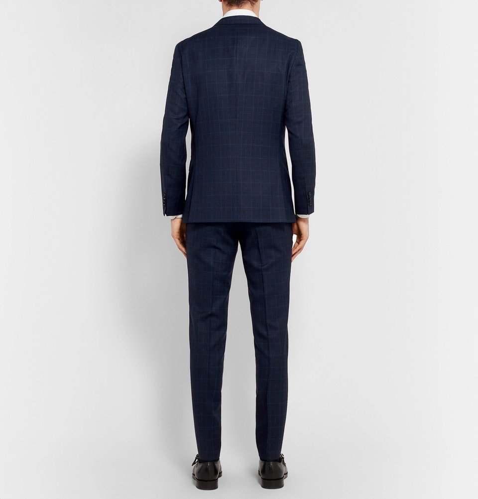 Hugo Boss Navy Novan/Ben Checked Super 130s Virgin Wool Suit Navy