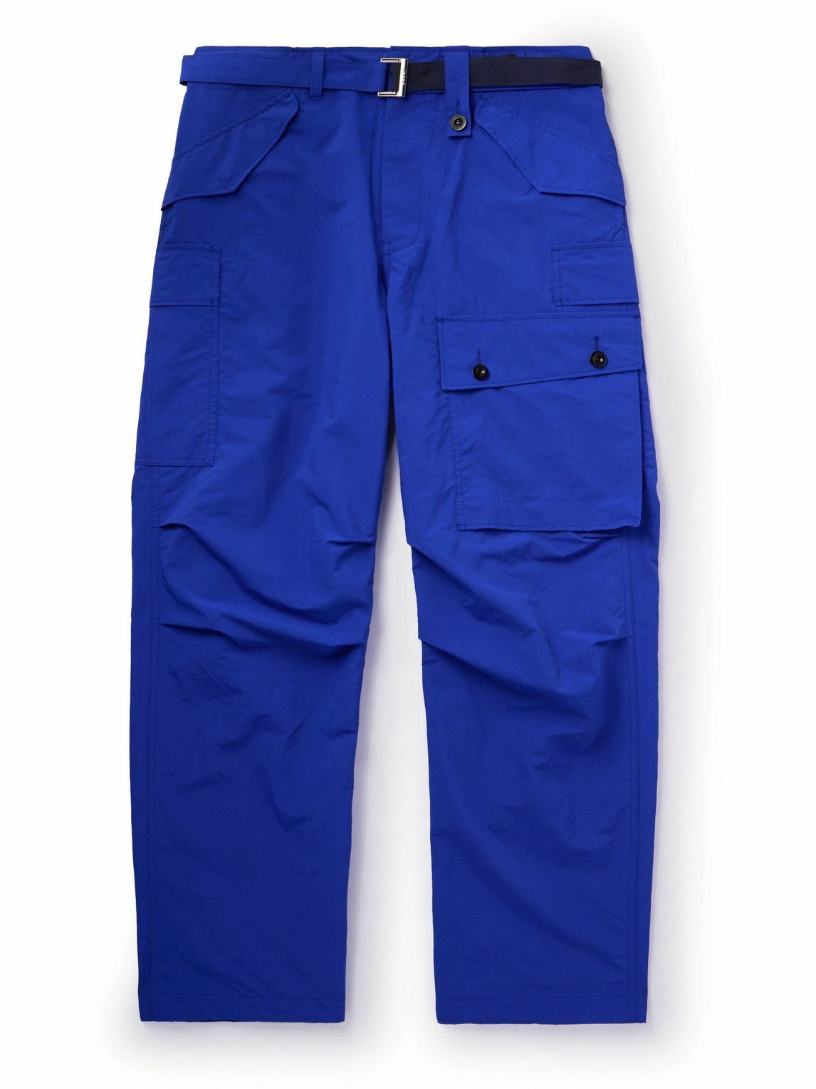 Sacai StraightLeg Belted Shell Cargo Trousers Blue Sacai