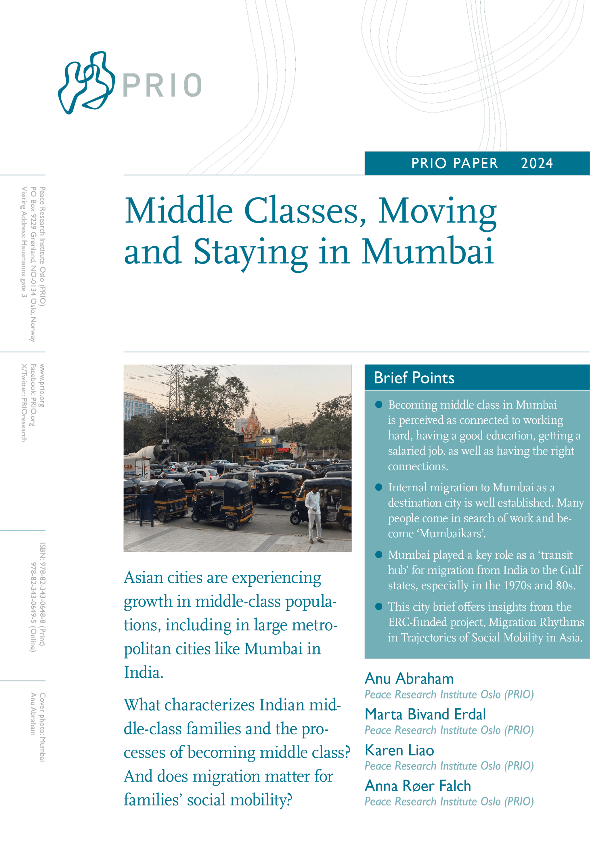 Middle Classes, Moving and Staying in Mumbai Peace Research Institute