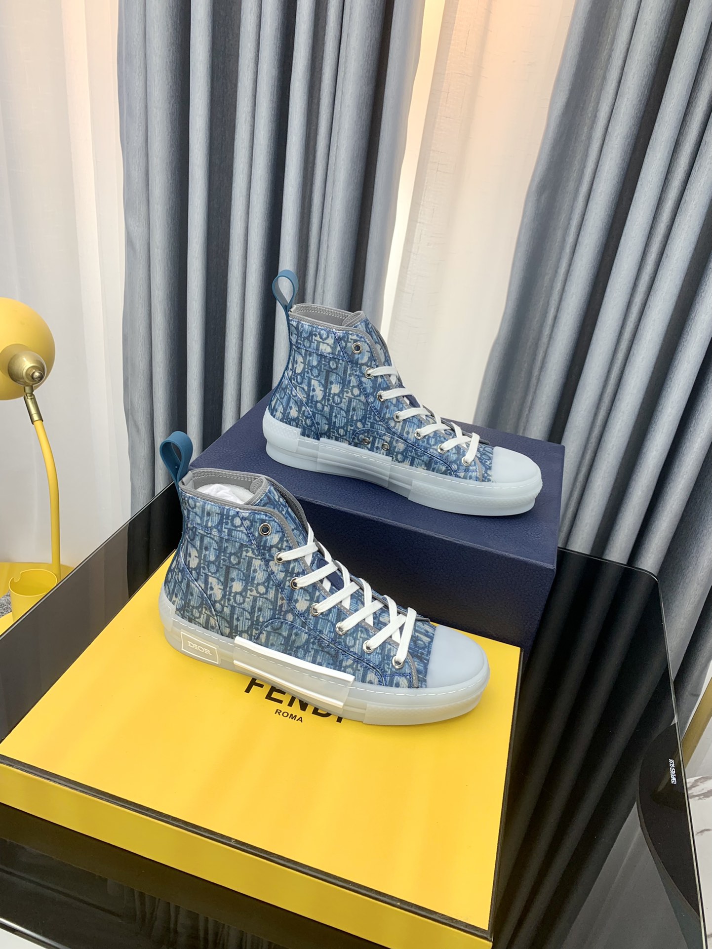 Cheap Replica DIOR AND PARLEY B23 HighTop Sneaker Blue Dior Oblique