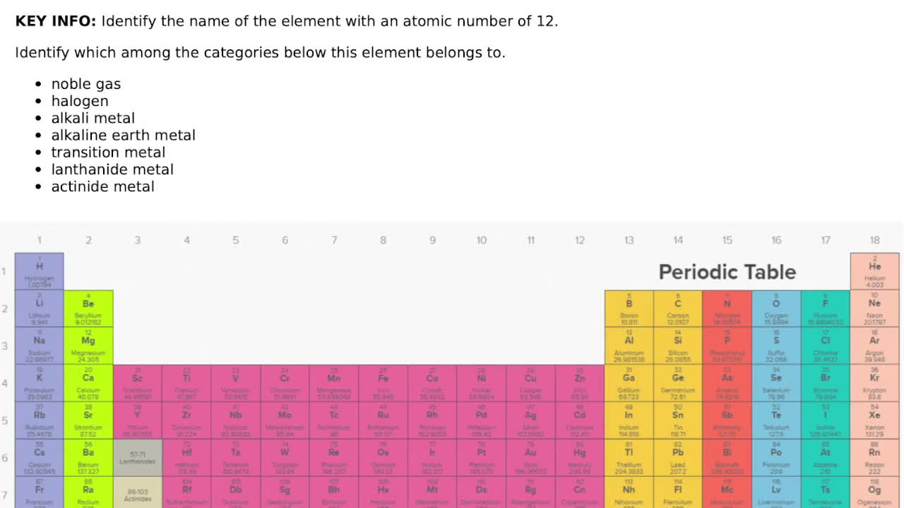 Periodic Table With Names And Symbols And Atomic Number