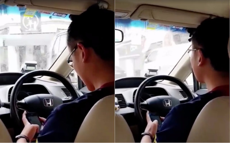 GrabHitch driver suspended after passenger films him texting while driving in rainy conditions