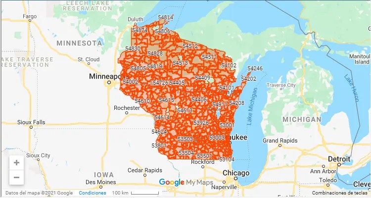 Wisconsin Zip Code Map Wisconsin Zip Code - United States