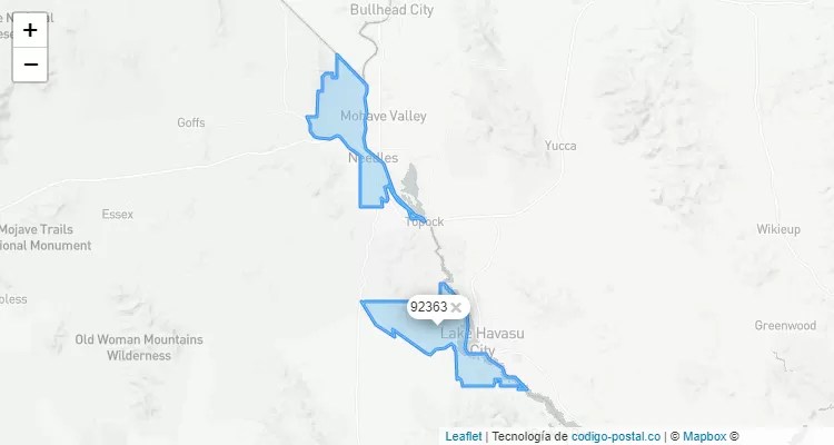Lake Havasu Zip Code Map Havasu Lake, California Zip Code - United States
