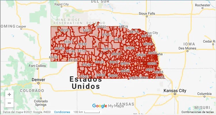 Nebraska Area Code Map Lincoln, Nebraska Zip Code - United States