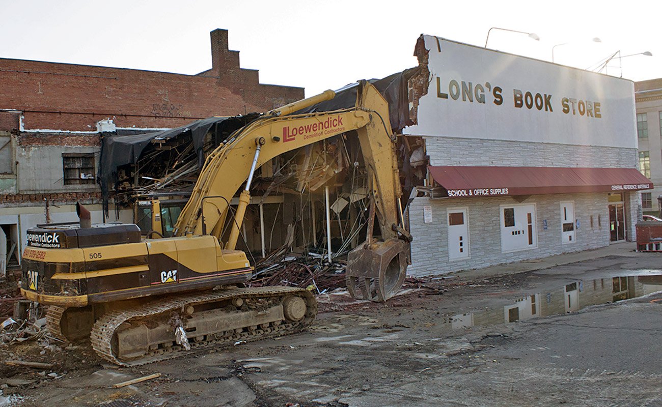 Demolition Begins at Original Long's Bookstore Building Columbus