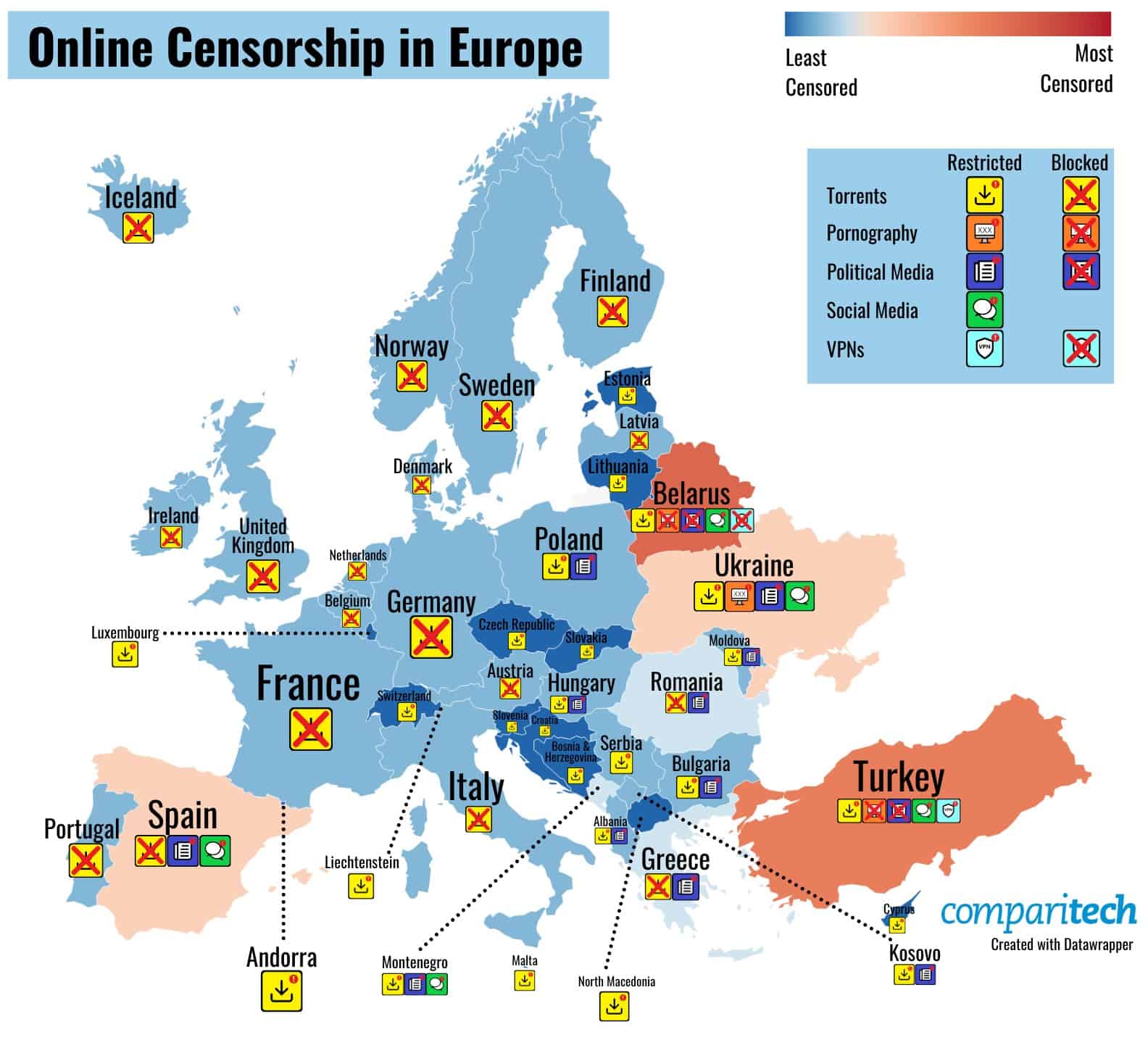 Censorship 2021 A Global Map of Restrictions