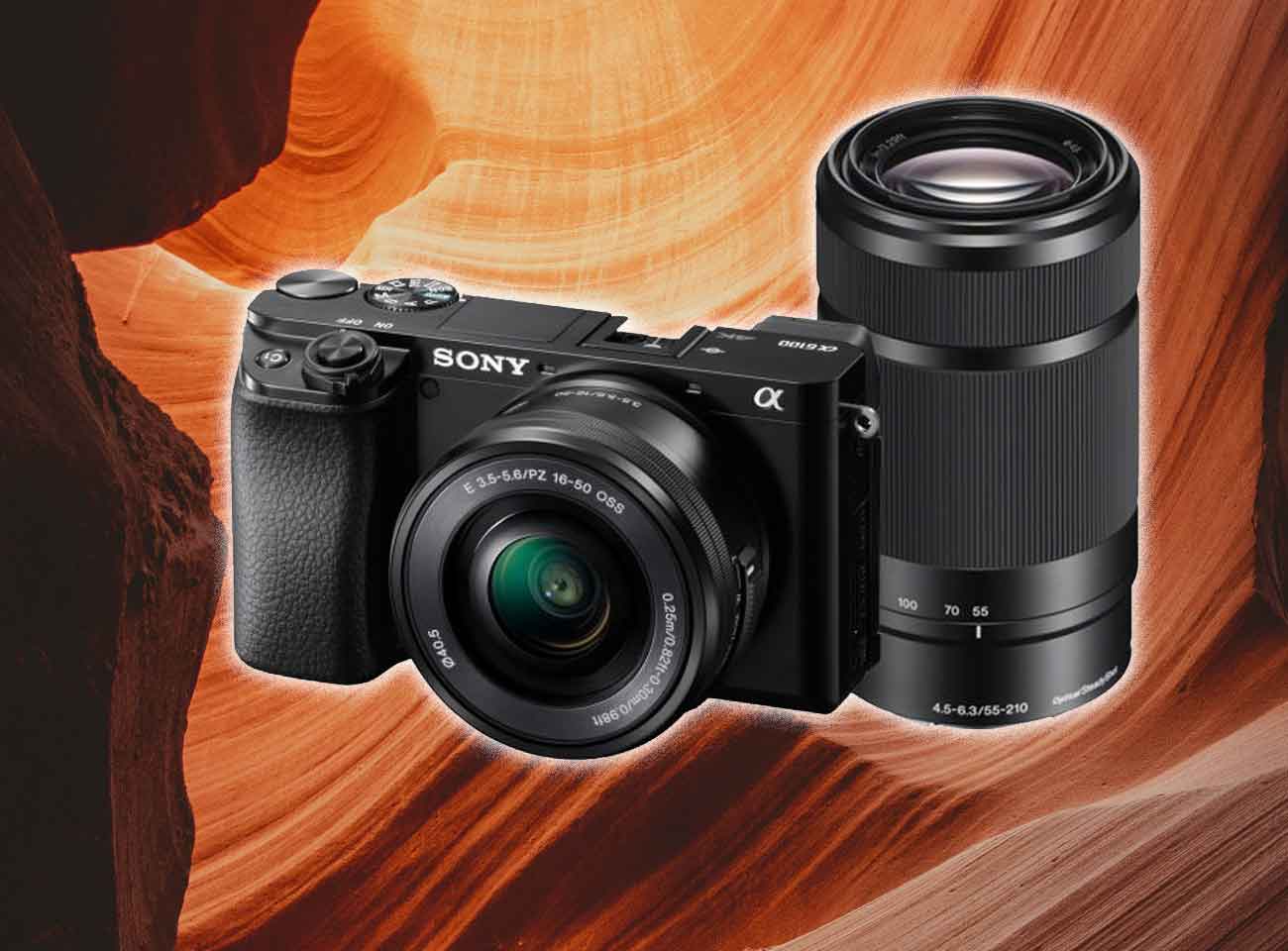 Sony A6100 Mirrorless Camera in Black with 1650mm and 55210mm Lenses