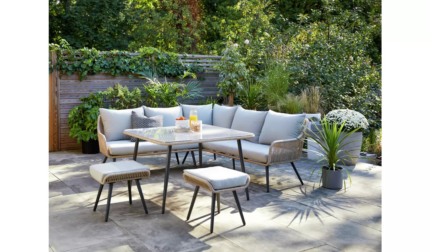 Habitat Malta 6 Seater Rattan Effect Garden Corner Sofa Set