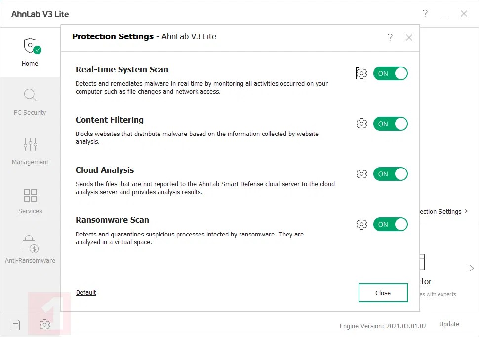 Ahnlab V3 Lite Скриншоты