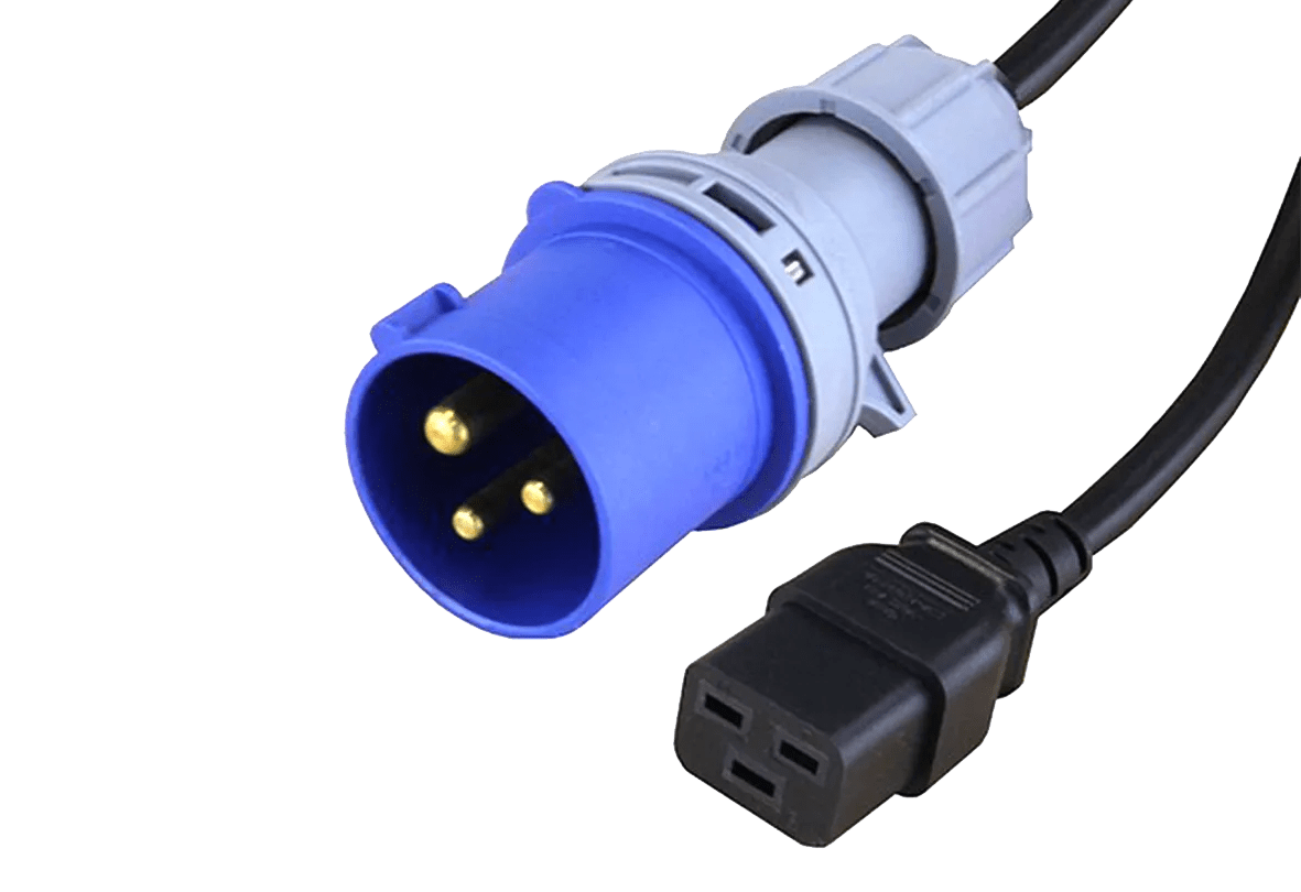 IEC C19 to Commando (16Amp) Black PVC 1.5mm Power Lead 2m Connectec.uk