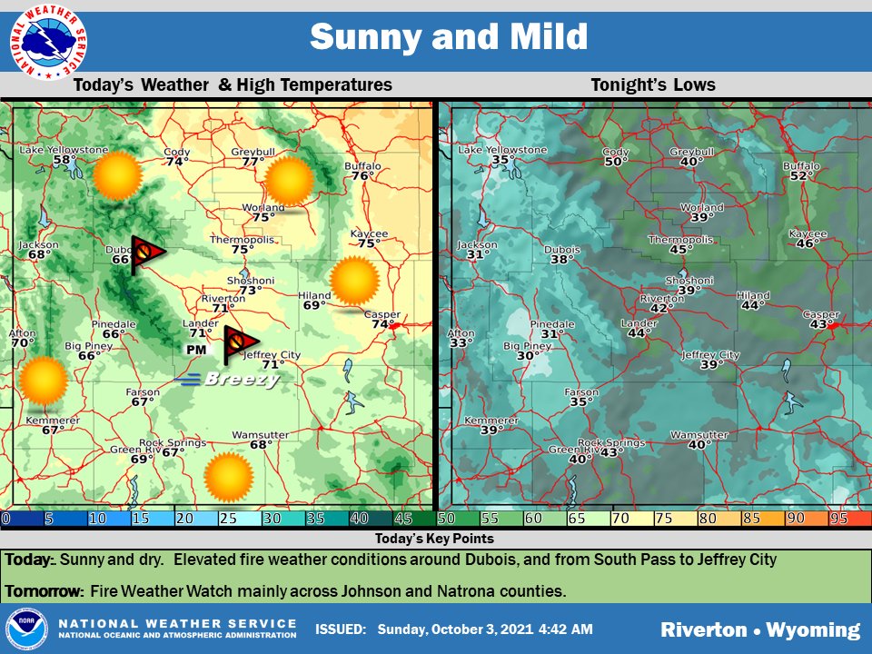 Elevated fire weather near Dubois, southern Fremont County Sunday