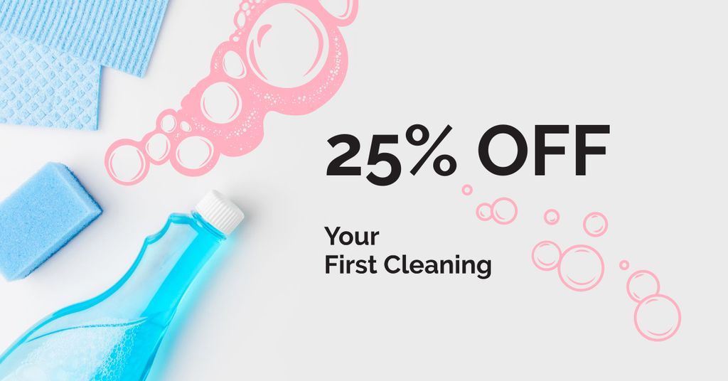 Cleaning Services promotion with Soap Online Facebook Ad Template