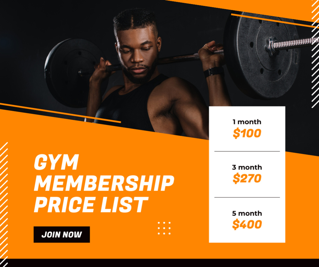 Price List of Gym Membership Online Facebook Post Template VistaCreate(02)