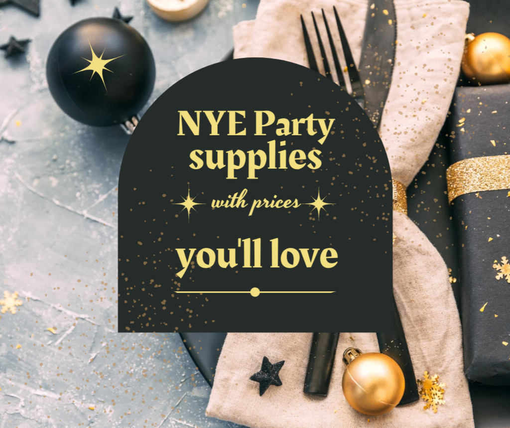 New Year Party Supplies Sale Offer Online Facebook Post Template