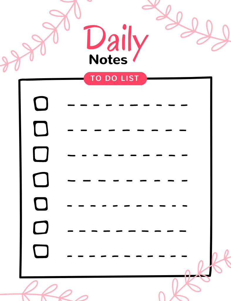 Daily Things To Do List in White Online Planner & Notepad Template