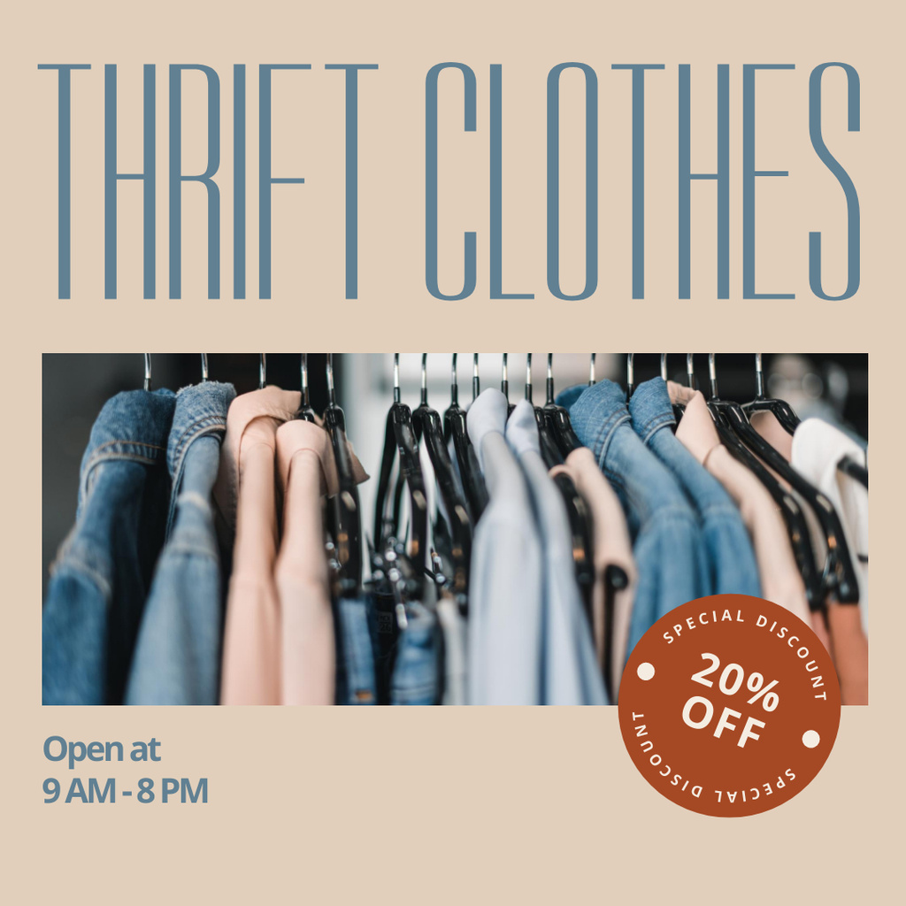 Thrift clothes shop sale pastel Online Instagram Ad Template VistaCreate