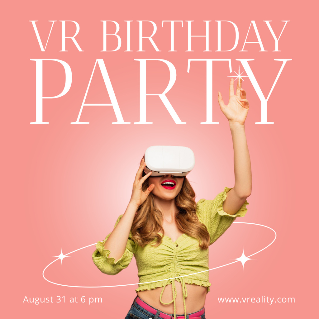 VR Birthday Party Online Instagram Post Template VistaCreate