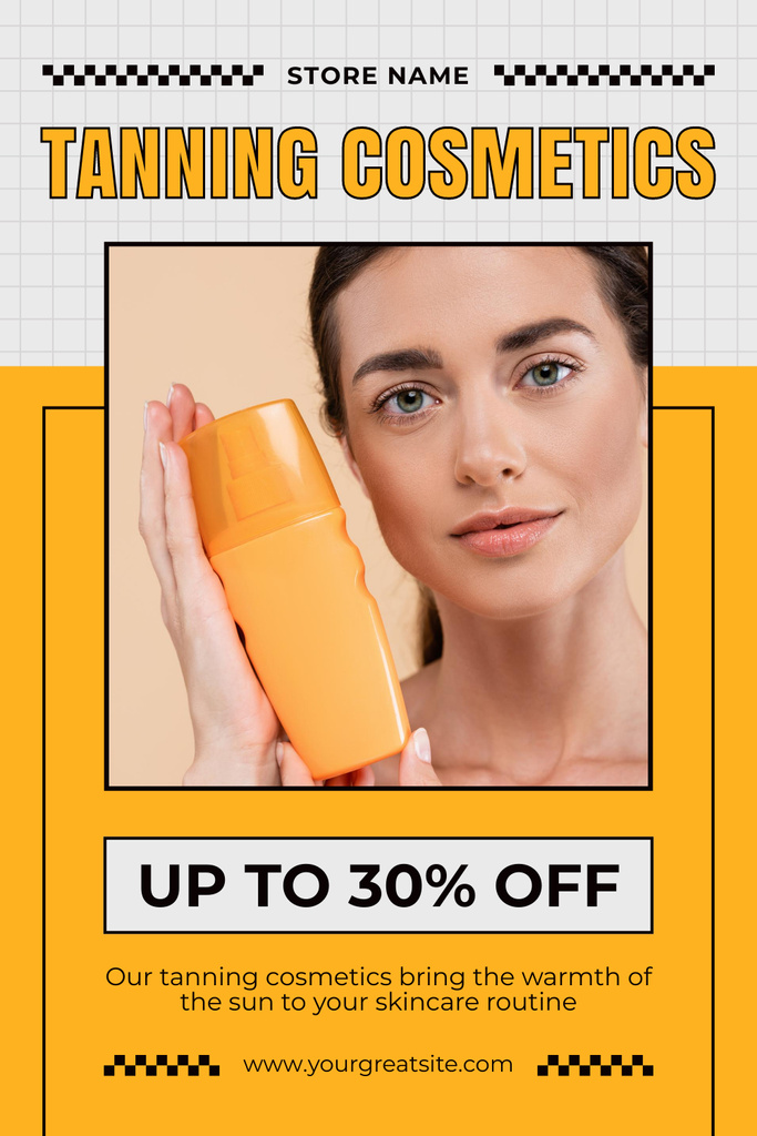 Discount on Quality Tanning Cosmetics Online Pinterest Graphic Template