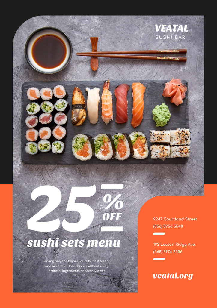 japanisches restaurantangebot mit frischem sushi Online Poster A2 Vorlage VistaCreate